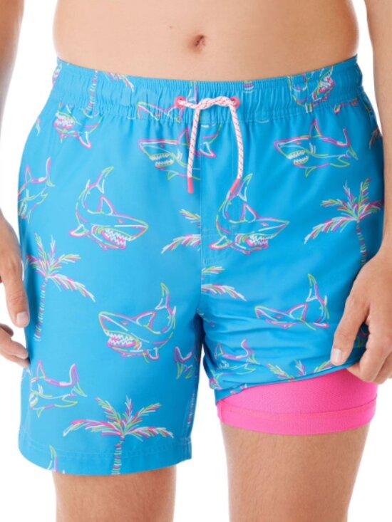 Member's Mark Other - Men's Resort Swim Trunk, Turquoise Shark Print XXL, NWT